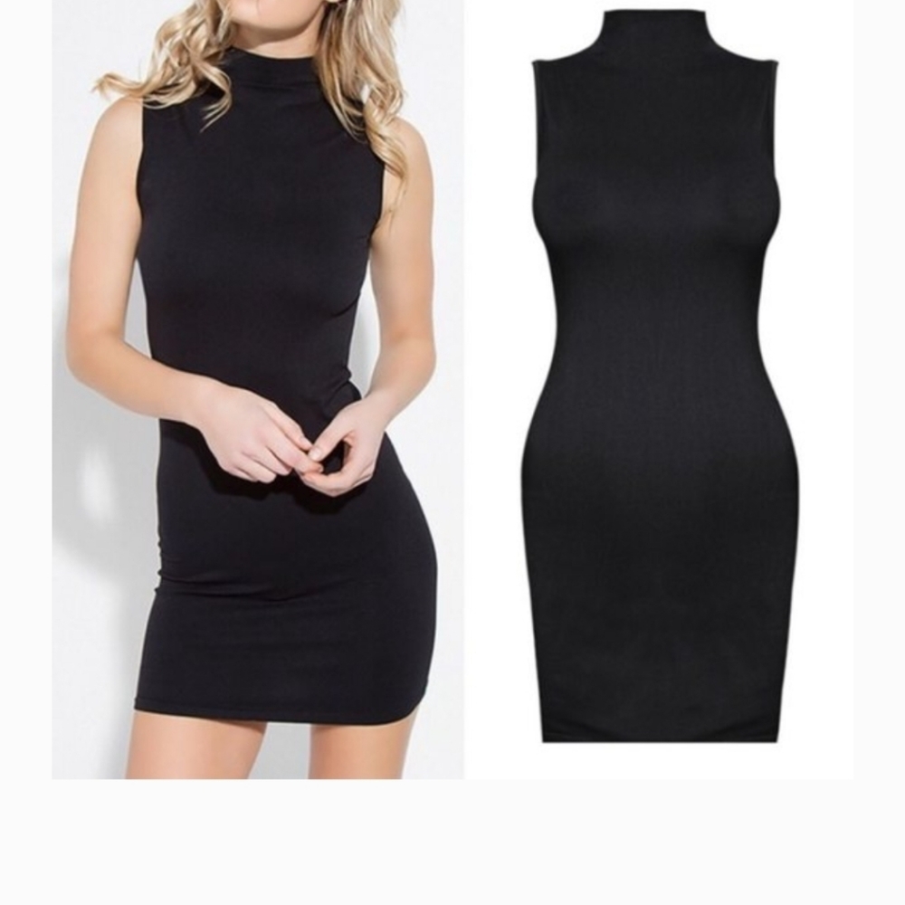 Hp🔥🔥🔥Mock Neck Sleeveless Seamless Black Dress xs/s By Sugarlips